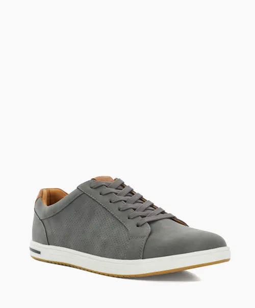 Tezzy - Grey  Perforated Lace-Up Trainers