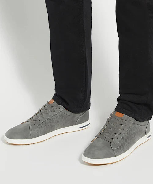 Tezzy - Grey  Perforated Lace-Up Trainers