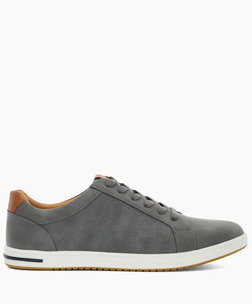 Tezzy - Grey  Perforated Lace-Up Trainers