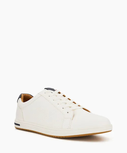 Tezzy - White  Perforated Lace-Up Trainers