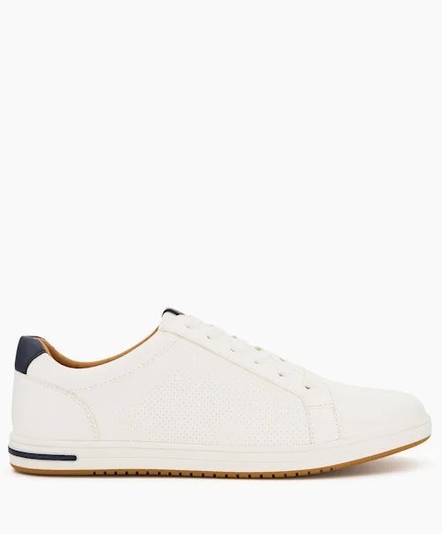 Tezzy - White  Perforated Lace-Up Trainers